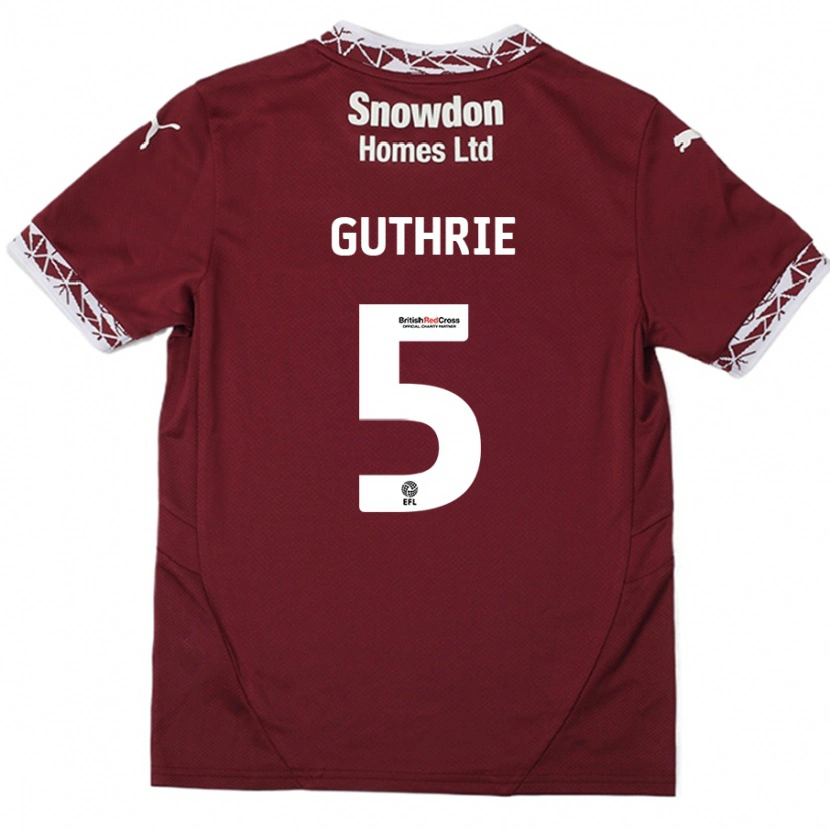 Danxen Hombre Camiseta Jon Guthrie #5 Borgoña 1ª Equipación 2024/25 La Camisa