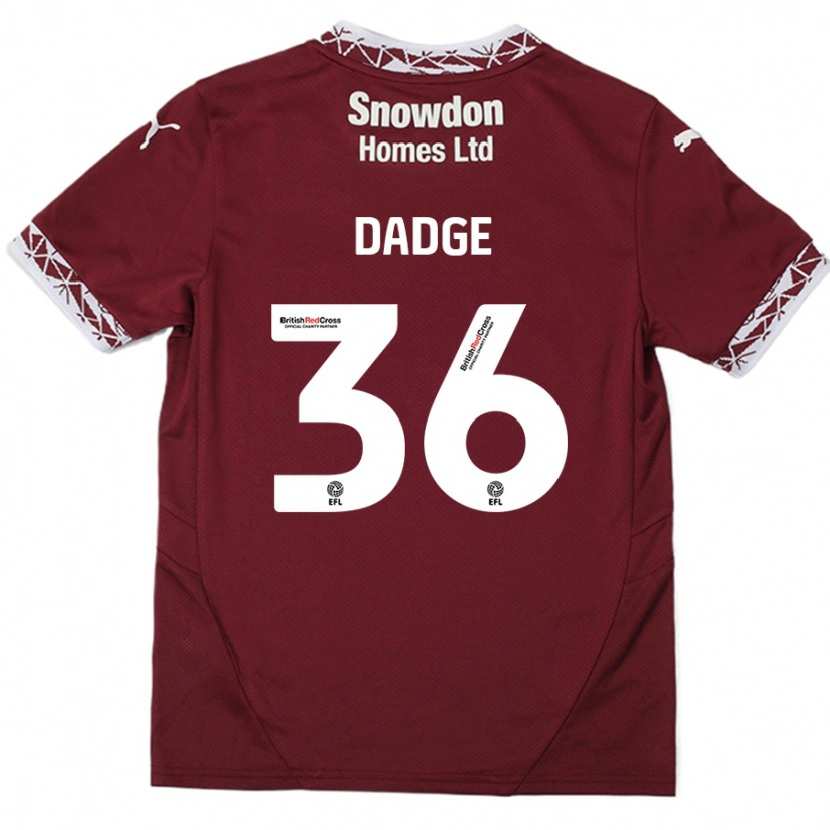 Danxen Hombre Camiseta James Dadge #36 Borgoña 1ª Equipación 2024/25 La Camisa