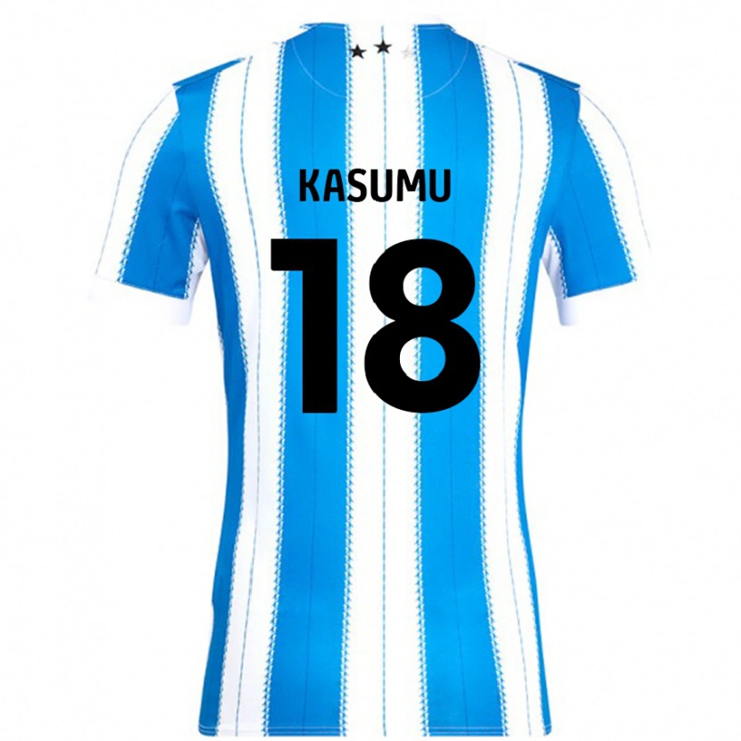 Danxen Hombre Camiseta David Kasumu #18 Azul Blanco 1ª Equipación 2024/25 La Camisa