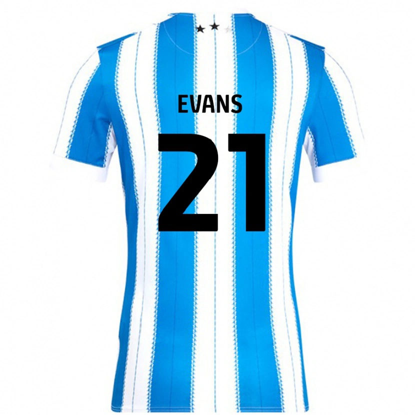 Danxen Hombre Camiseta Antony Evans #21 Azul Blanco 1ª Equipación 2024/25 La Camisa