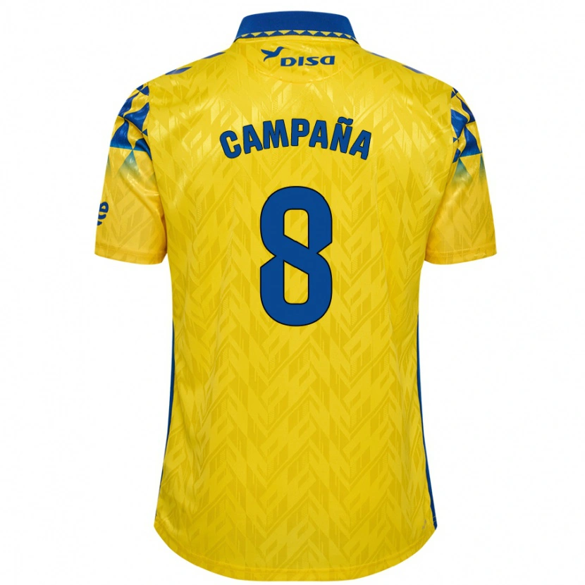 Danxen Hombre Camiseta José Campaña #8 Amarillo Azul 1ª Equipación 2024/25 La Camisa