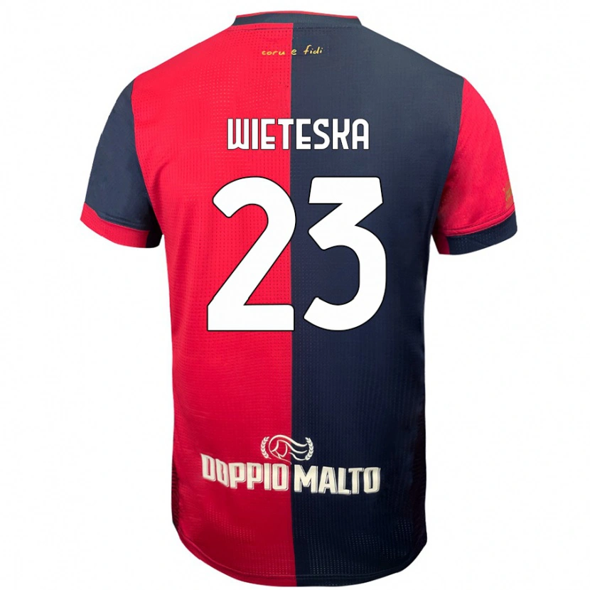 Danxen Hombre Camiseta Mateusz Wieteska #23 Rojo Azul Más Oscuro 1ª Equipación 2024/25 La Camisa