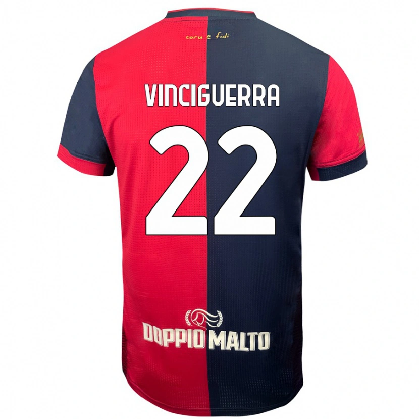 Danxen Hombre Camiseta Alessandro Vinciguerra #22 Rojo Azul Más Oscuro 1ª Equipación 2024/25 La Camisa