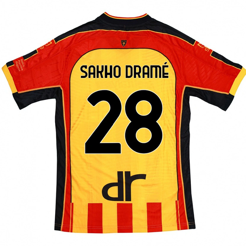 Danxen Hombre Camiseta Samba Sakho Dramé #28 Amarillo Rojo 1ª Equipación 2024/25 La Camisa