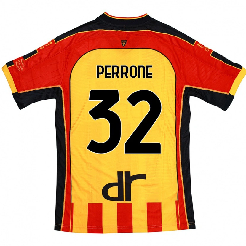 Danxen Hombre Camiseta Samuele Perrone #32 Amarillo Rojo 1ª Equipación 2024/25 La Camisa