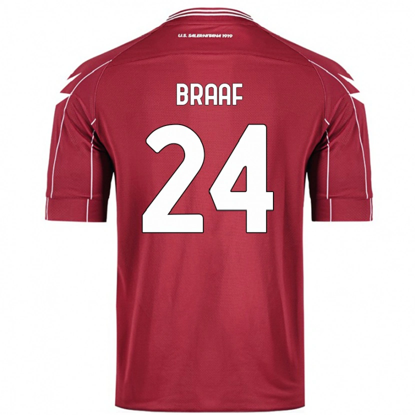 Danxen Hombre Camiseta Jayden Braaf #24 Borgoña 1ª Equipación 2024/25 La Camisa