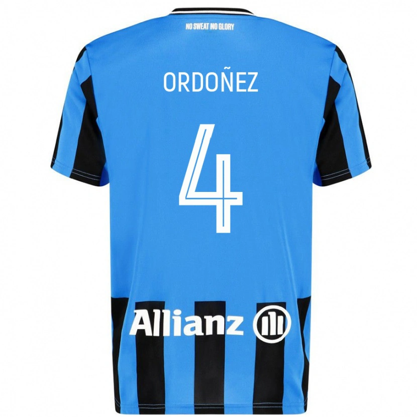 Danxen Hombre Camiseta Joel Ordóñez #4 Azul Cielo Negro 1ª Equipación 2024/25 La Camisa
