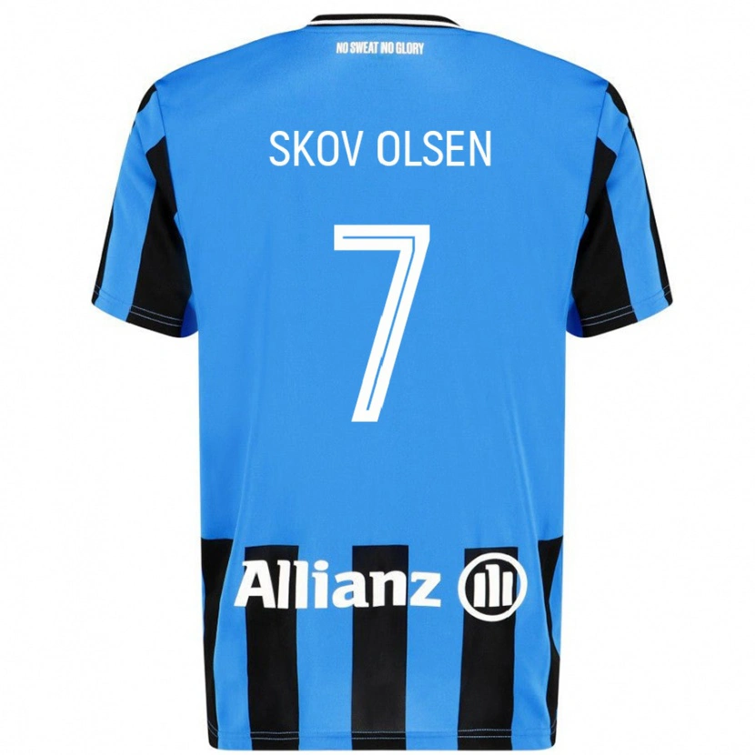 Danxen Hombre Camiseta Andreas Skov Olsen #7 Azul Cielo Negro 1ª Equipación 2024/25 La Camisa