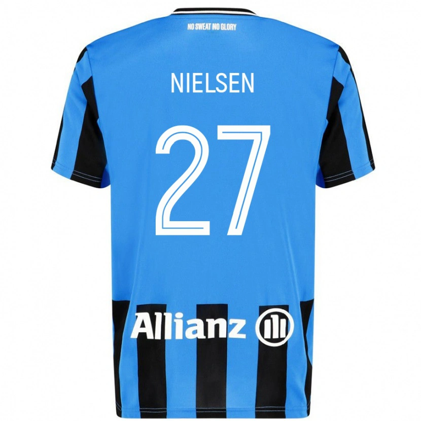 Danxen Hombre Camiseta Casper Nielsen #27 Azul Cielo Negro 1ª Equipación 2024/25 La Camisa