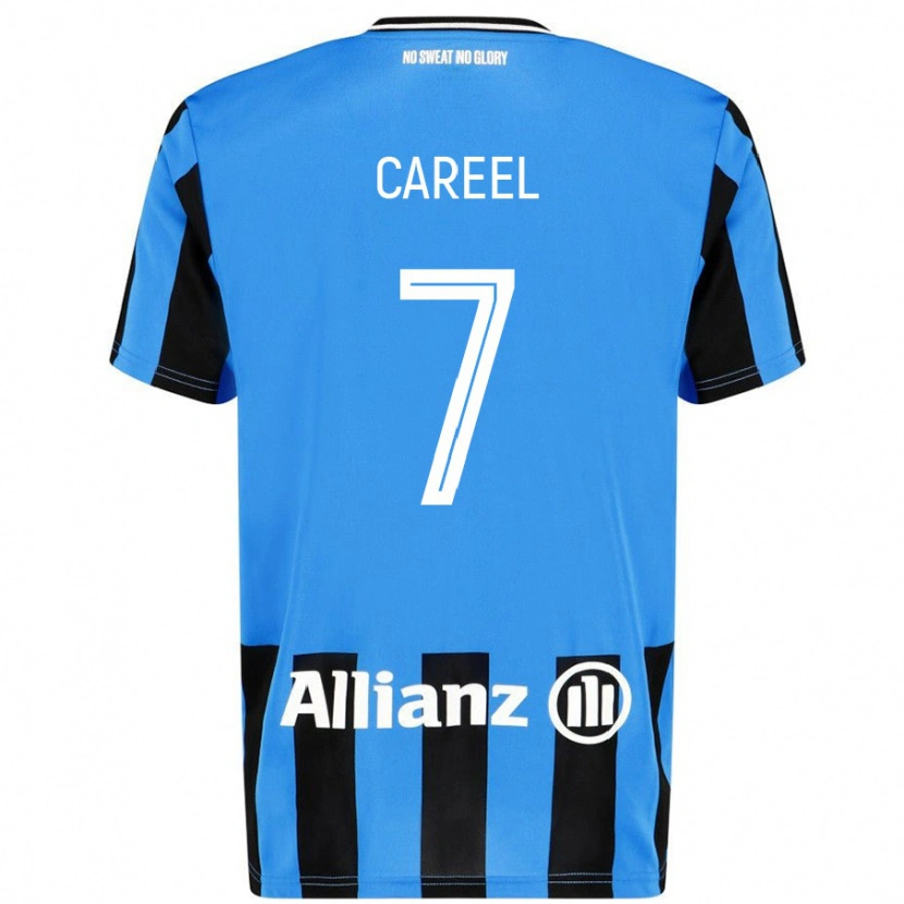 Danxen Hombre Camiseta Oona Careel #7 Azul Cielo Negro 1ª Equipación 2024/25 La Camisa