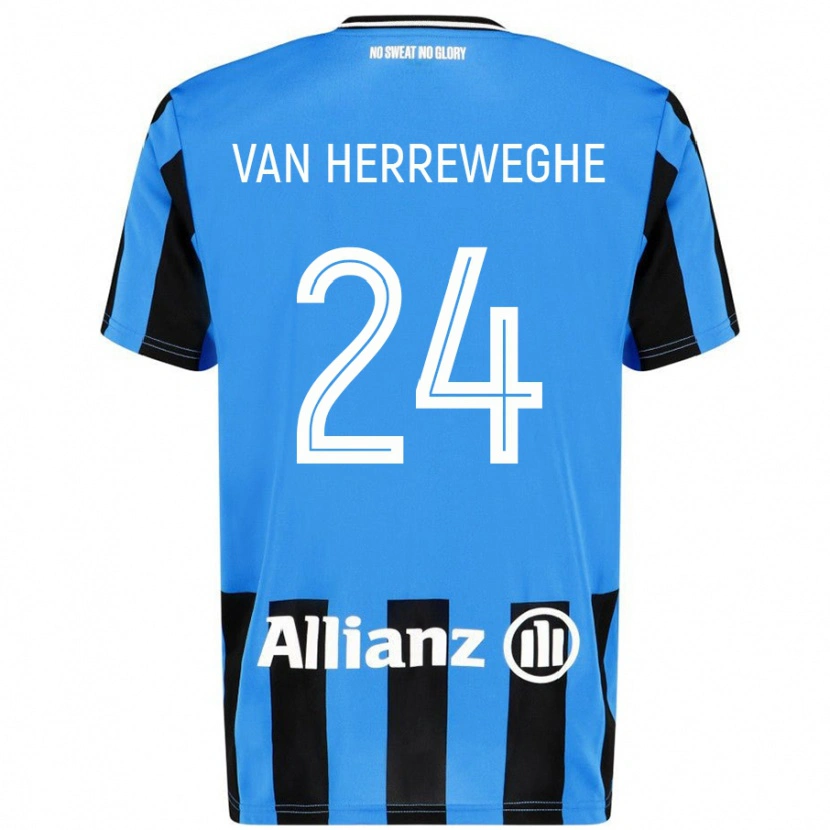 Danxen Hombre Camiseta Febe Van Herreweghe #24 Azul Cielo Negro 1ª Equipación 2024/25 La Camisa