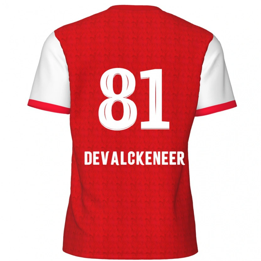 Danxen Hombre Camiseta Niels Devalckeneer #81 Rojo Blanco 1ª Equipación 2024/25 La Camisa