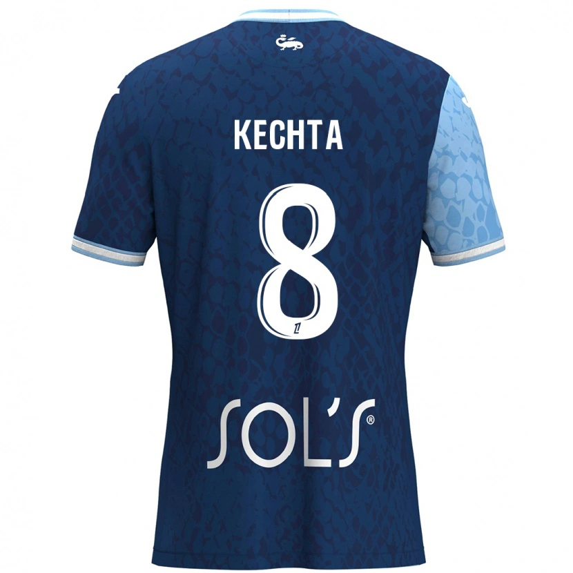 Danxen Hombre Camiseta Yassine Kechta #8 Azul Cielo Azul Oscuro 1ª Equipación 2024/25 La Camisa