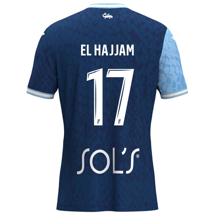 Danxen Hombre Camiseta Oualid El Hajjam #17 Azul Cielo Azul Oscuro 1ª Equipación 2024/25 La Camisa