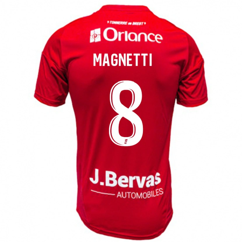 Danxen Hombre Camiseta Hugo Magnetti #8 Rojo Blanco 1ª Equipación 2024/25 La Camisa