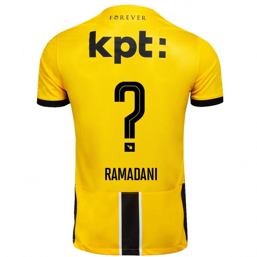 Danxen Hombre Camiseta Leon Ramadani #0 Amarillo Negro 1ª Equipación 2024/25 La Camisa