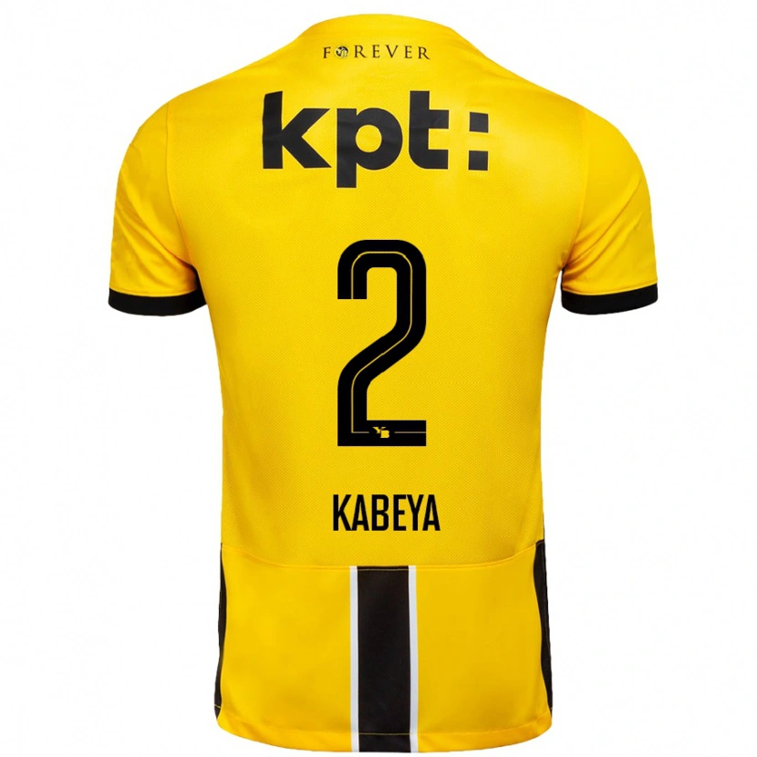 Danxen Hombre Camiseta Benjamin Kabeya #2 Amarillo Negro 1ª Equipación 2024/25 La Camisa