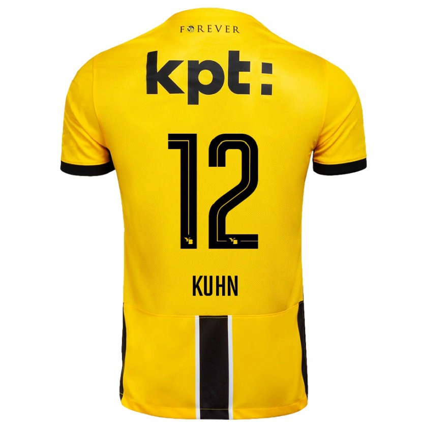 Danxen Hombre Camiseta Athena Kühn #12 Amarillo Negro 1ª Equipación 2024/25 La Camisa