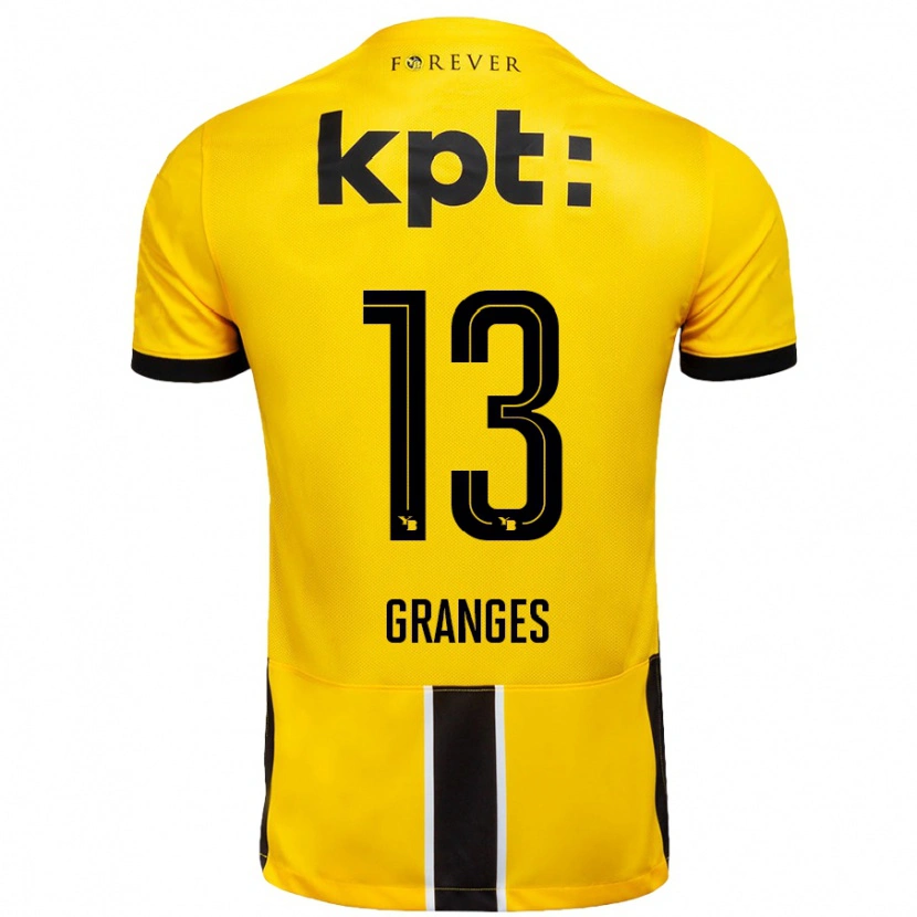 Danxen Hombre Camiseta Malaurie Granges #13 Amarillo Negro 1ª Equipación 2024/25 La Camisa