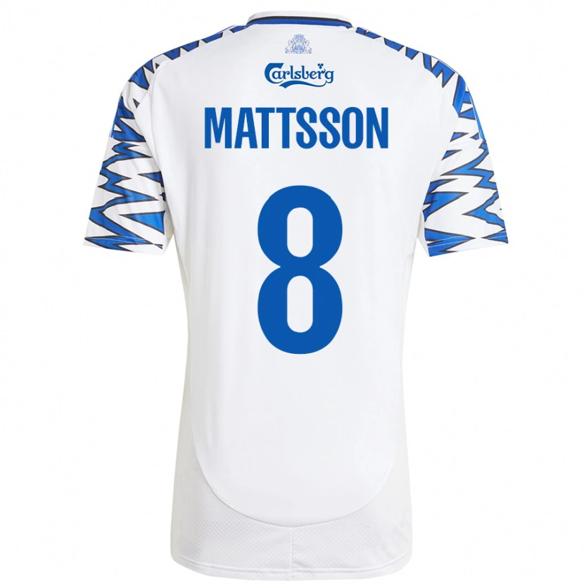 Danxen Hombre Camiseta Magnus Mattsson #8 Blanco Azul Cielo 1ª Equipación 2024/25 La Camisa