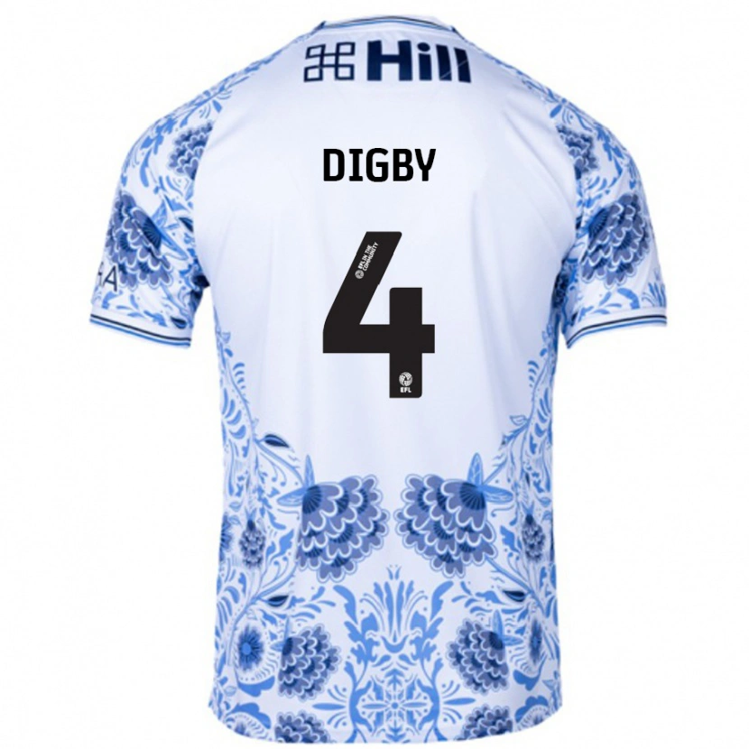Danxen Hombre Camiseta Paul Digby #4 Blanco Azul 2ª Equipación 2024/25 La Camisa