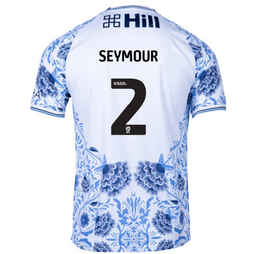 Danxen Hombre Camiseta Mayzee Seymour #2 Blanco Azul 2ª Equipación 2024/25 La Camisa