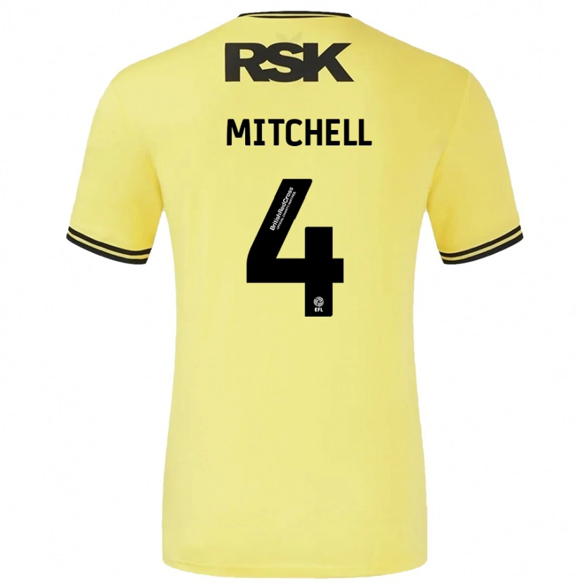 Danxen Hombre Camiseta Alex Mitchell #4 Amarillo Negro 2ª Equipación 2024/25 La Camisa