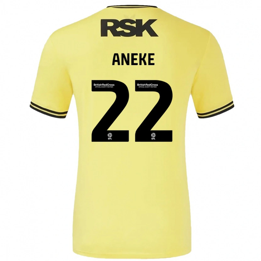 Danxen Hombre Camiseta Chuks Aneke #22 Amarillo Negro 2ª Equipación 2024/25 La Camisa