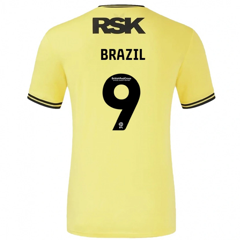Danxen Hombre Camiseta Ellie Brazil #9 Amarillo Negro 2ª Equipación 2024/25 La Camisa