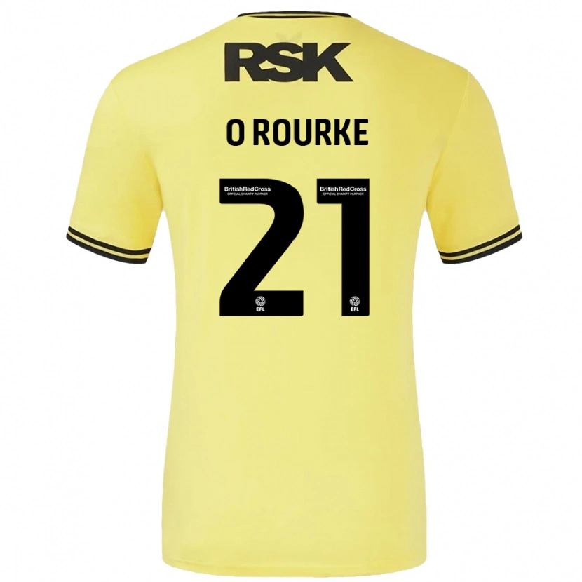 Danxen Hombre Camiseta Sophie O'rourke #21 Amarillo Negro 2ª Equipación 2024/25 La Camisa