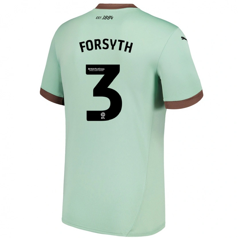 Danxen Hombre Camiseta Craig Forsyth #3 Verde Pálido 2ª Equipación 2024/25 La Camisa