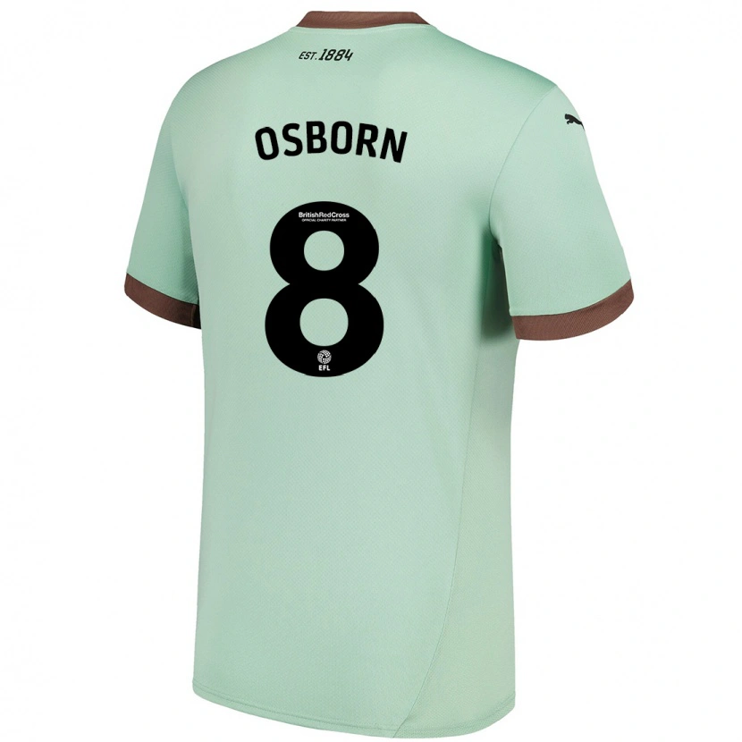 Danxen Hombre Camiseta Ben Osborn #8 Verde Pálido 2ª Equipación 2024/25 La Camisa
