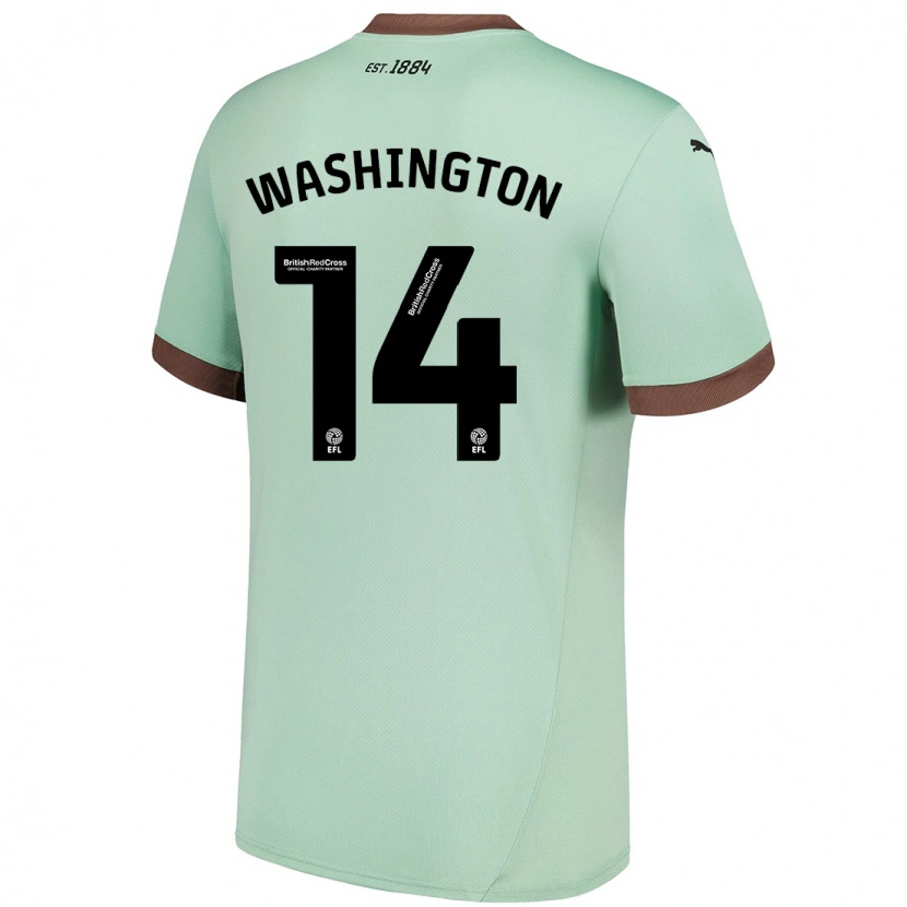 Danxen Hombre Camiseta Conor Washington #14 Verde Pálido 2ª Equipación 2024/25 La Camisa