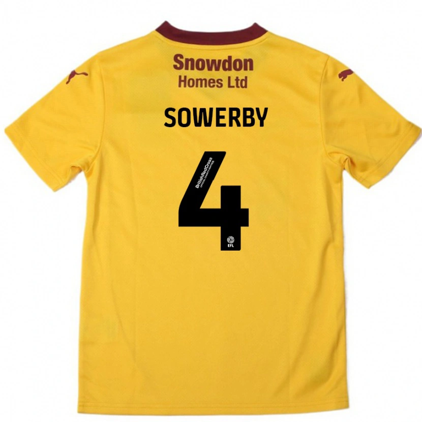 Danxen Hombre Camiseta Jack Sowerby #4 Naranja Borgoña 2ª Equipación 2024/25 La Camisa