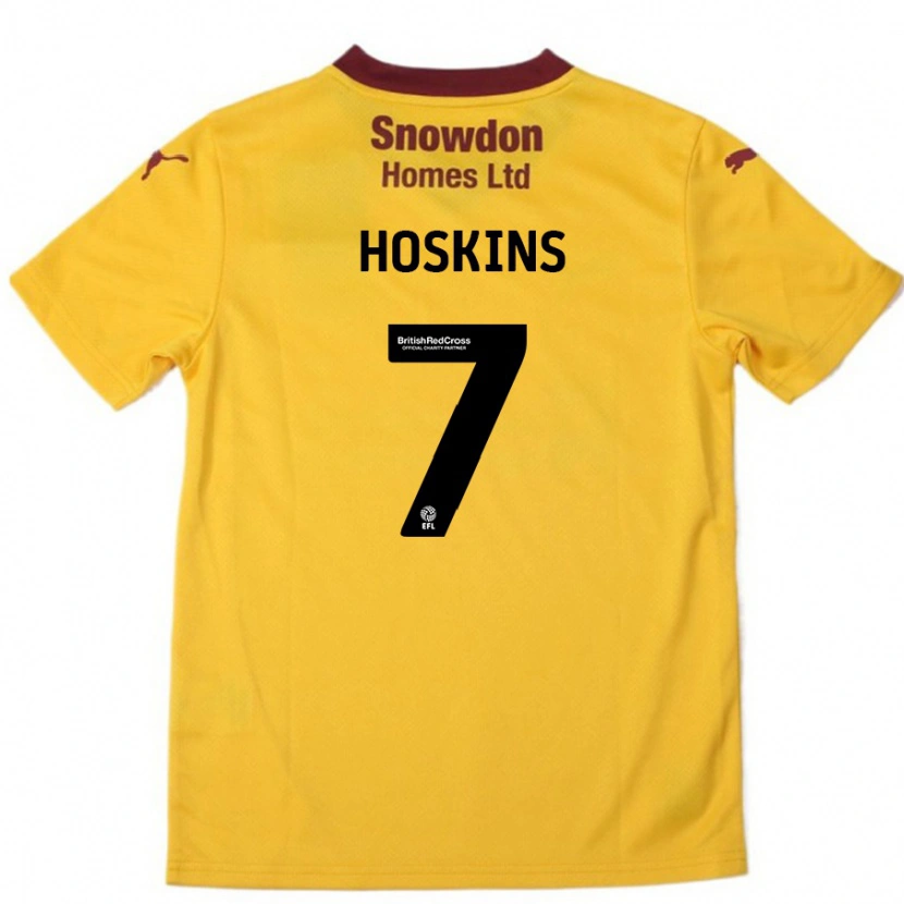 Danxen Hombre Camiseta Sam Hoskins #7 Naranja Borgoña 2ª Equipación 2024/25 La Camisa