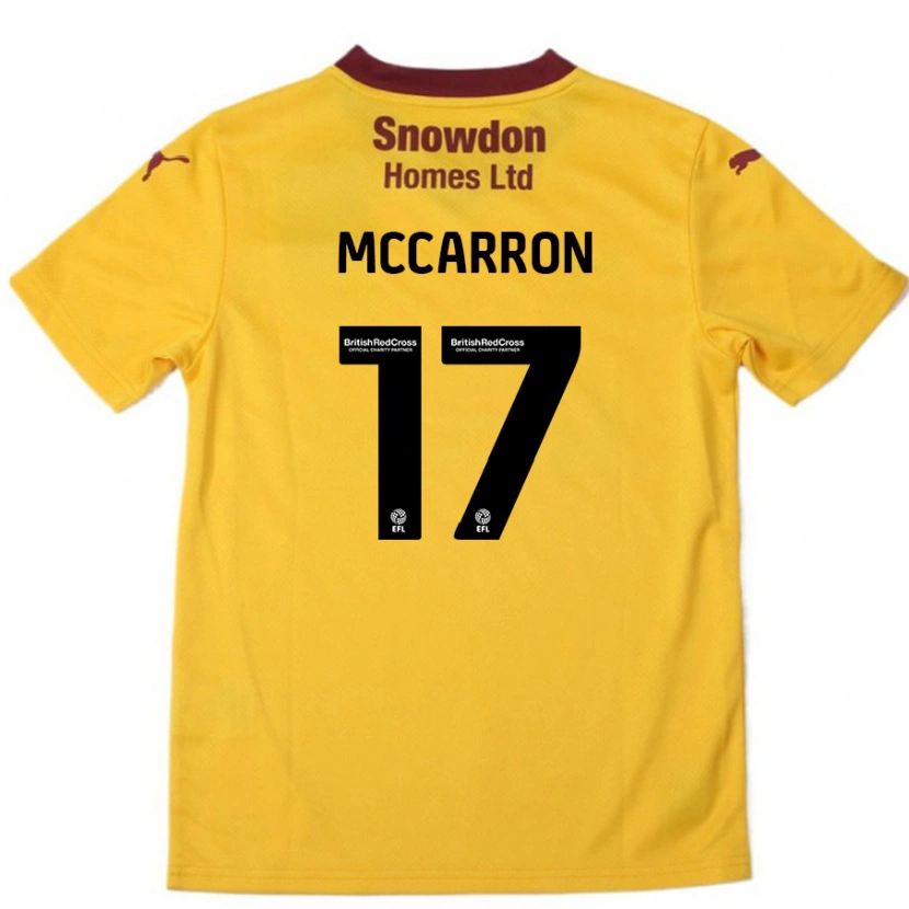 Danxen Hombre Camiseta Liam Mccarron #17 Naranja Borgoña 2ª Equipación 2024/25 La Camisa