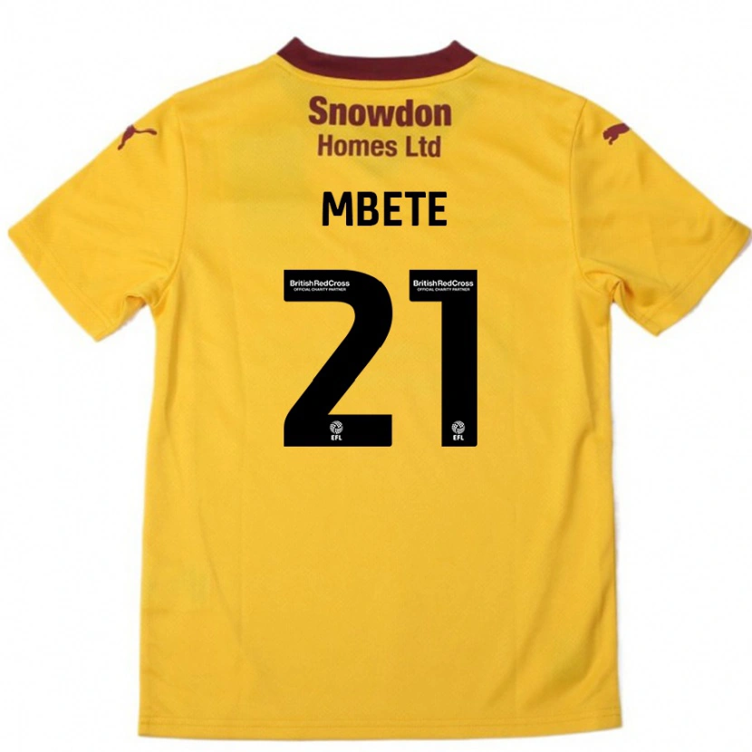 Danxen Hombre Camiseta Luke Mbete #21 Naranja Borgoña 2ª Equipación 2024/25 La Camisa