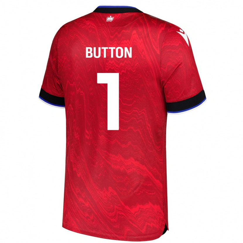 Danxen Hombre Camiseta David Button #1 Rojo Negro 2ª Equipación 2024/25 La Camisa