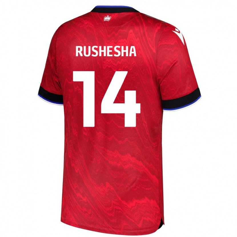 Danxen Hombre Camiseta Tivonge Rushesha #14 Rojo Negro 2ª Equipación 2024/25 La Camisa