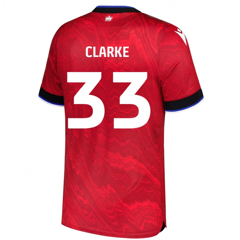 Danxen Hombre Camiseta John Clarke #33 Rojo Negro 2ª Equipación 2024/25 La Camisa