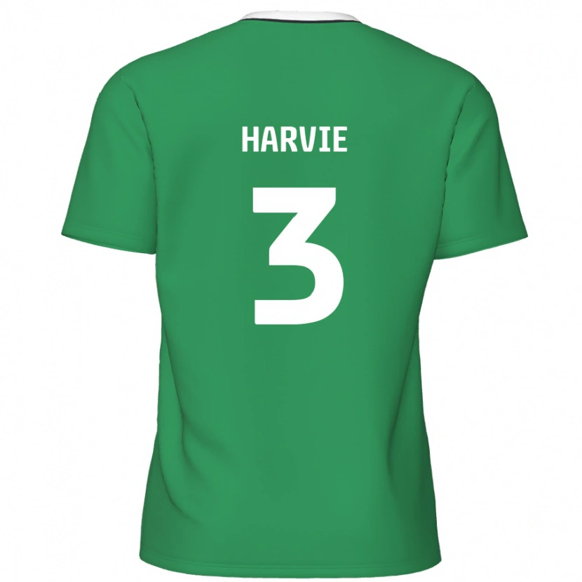 Danxen Hombre Camiseta Daniel Harvie #3 Verde Rayas Blancas 2ª Equipación 2024/25 La Camisa