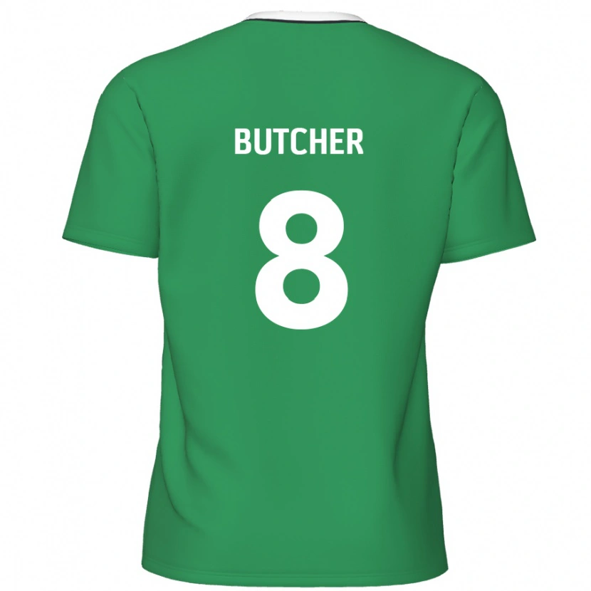 Danxen Hombre Camiseta Matt Butcher #8 Verde Rayas Blancas 2ª Equipación 2024/25 La Camisa