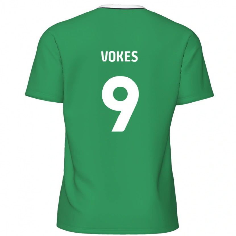 Danxen Hombre Camiseta Sam Vokes #9 Verde Rayas Blancas 2ª Equipación 2024/25 La Camisa