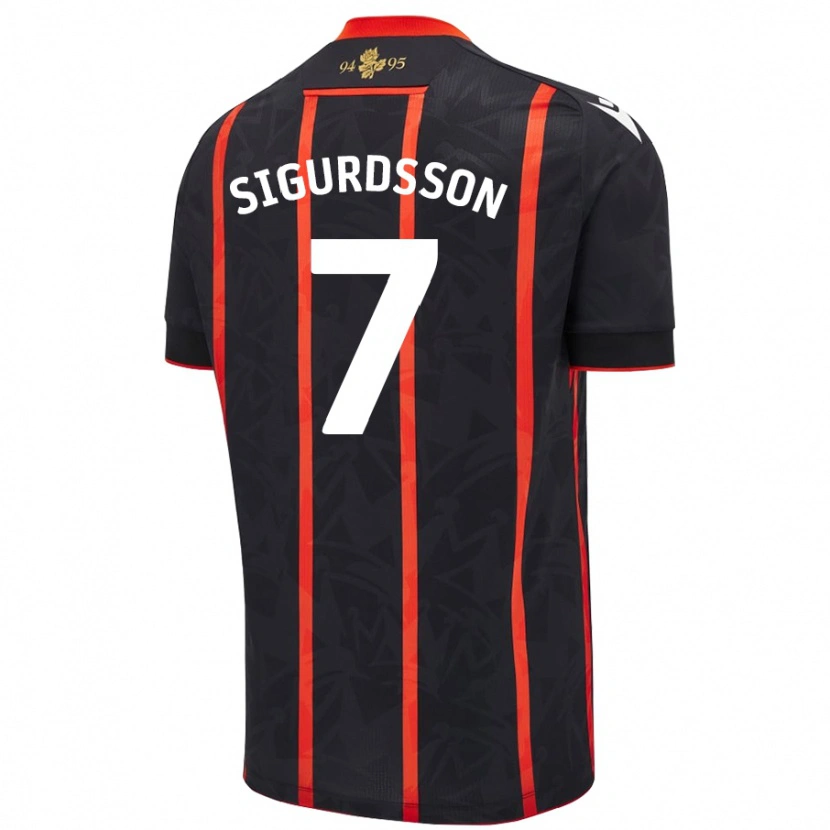 Danxen Hombre Camiseta Arnór Sigurdsson #7 Negro Rojo 2ª Equipación 2024/25 La Camisa