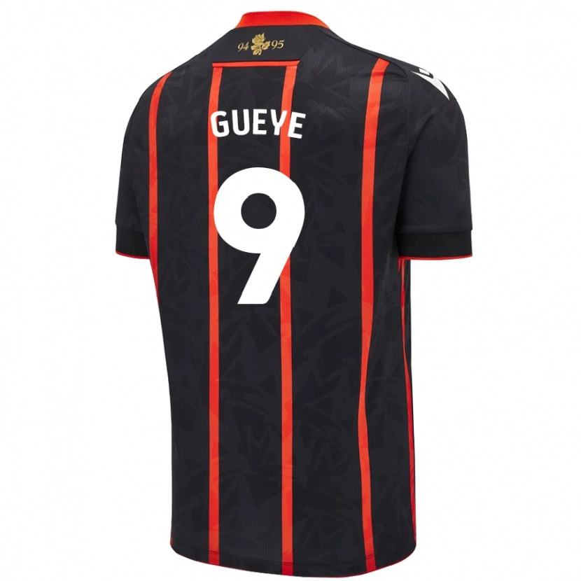 Danxen Hombre Camiseta Makhtar Gueye #9 Negro Rojo 2ª Equipación 2024/25 La Camisa