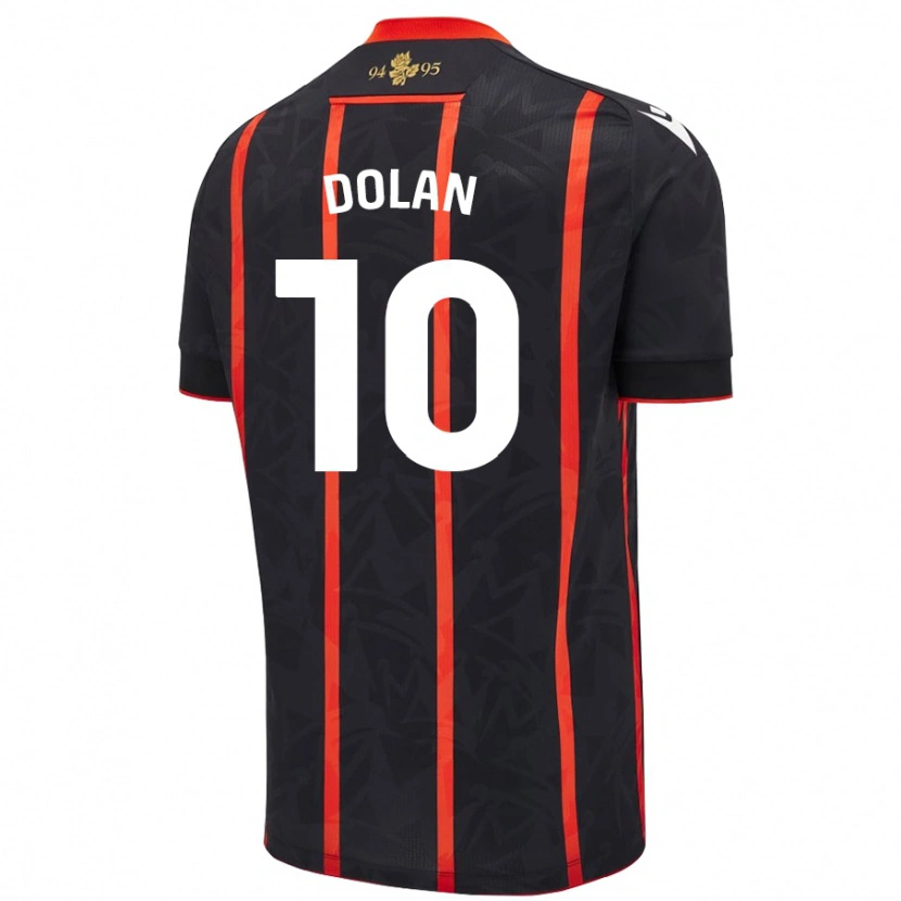 Danxen Hombre Camiseta Tyrhys Dolan #10 Negro Rojo 2ª Equipación 2024/25 La Camisa