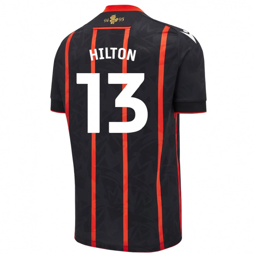 Danxen Hombre Camiseta Joe Hilton #13 Negro Rojo 2ª Equipación 2024/25 La Camisa