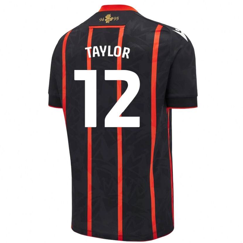Danxen Hombre Camiseta Emma Taylor #12 Negro Rojo 2ª Equipación 2024/25 La Camisa