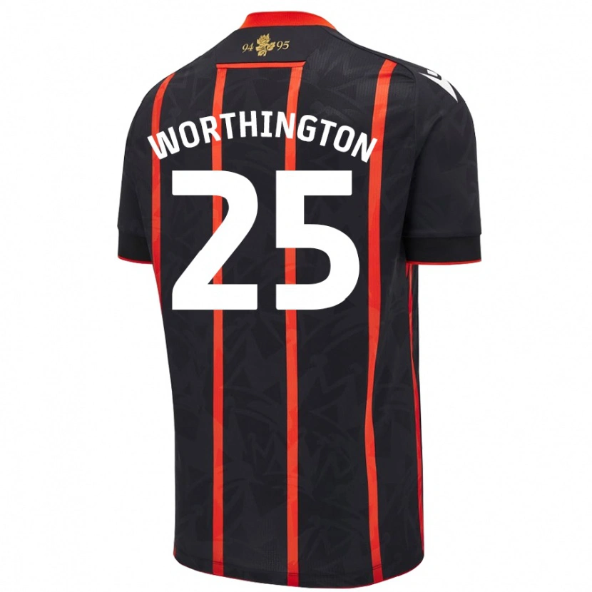 Danxen Hombre Camiseta Nicola Worthington #25 Negro Rojo 2ª Equipación 2024/25 La Camisa