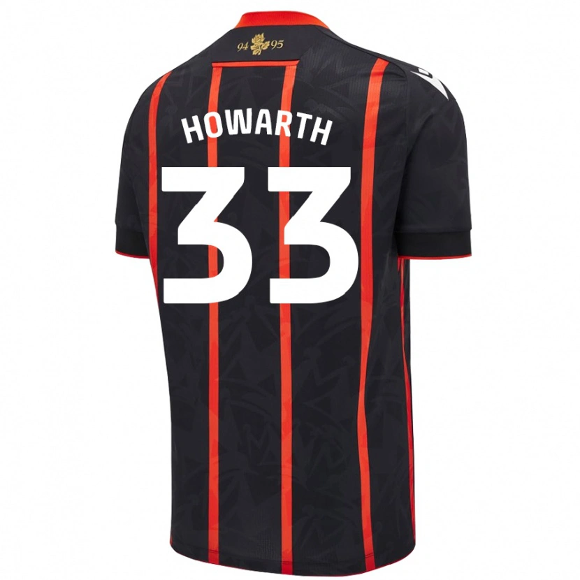 Danxen Hombre Camiseta Taylor Howarth #33 Negro Rojo 2ª Equipación 2024/25 La Camisa